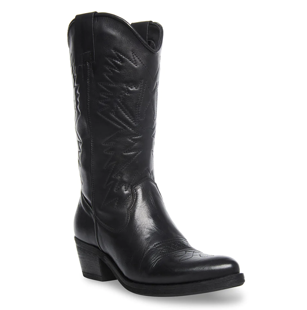 Hayward Black Leather Cowboy Boots - Blogilates