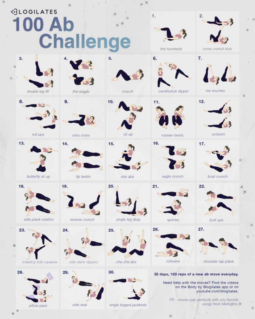 taylor swift midnights version of 100 ab challenge 30 days