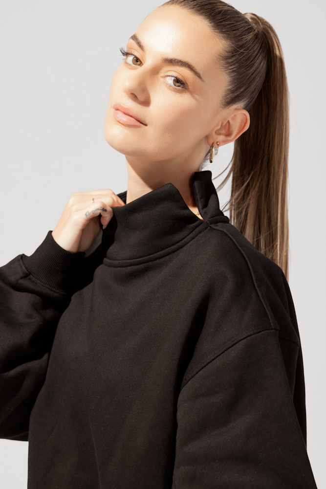 wendy's lookbook x popflex uptown mockneck sweatshirt black