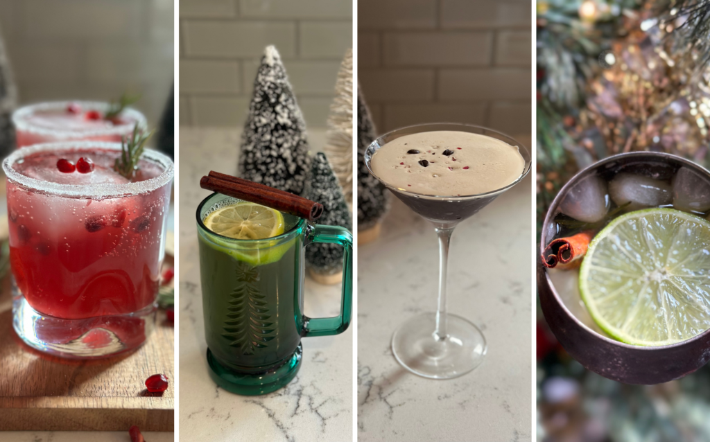 non alcoholic drinks for holidays pomegranate ginger paloma spiced hot toddy peppermint espresso martini apple kentucky mule mocktails