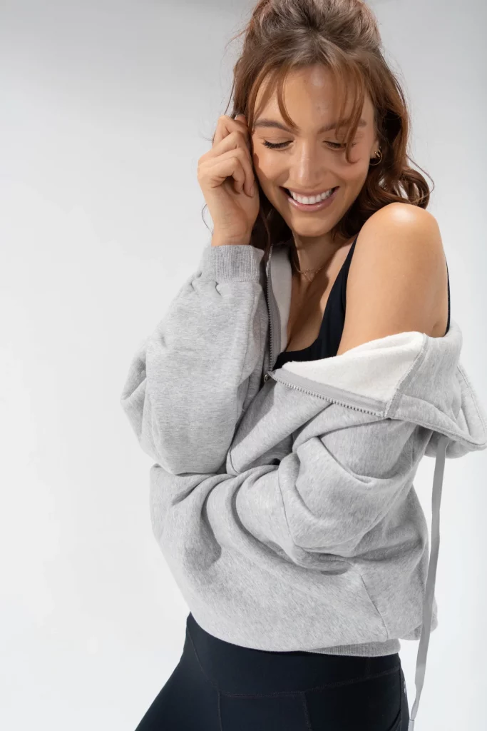 popflex zip unreality  hoodie heather grey gifts for ma  blogilates acquisition  guide