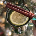 blogilates winter spiced hot toddy non-alcoholic holiday drink mocktail with lemon and cinnamon stick