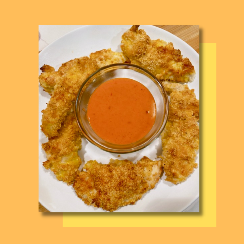 truffle crusted chicken tenders with truffle hot sauce superbowl recipe