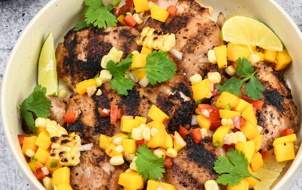 mango salsa and corn chicken ayesha curry recipe healthy habits myfitnesspal