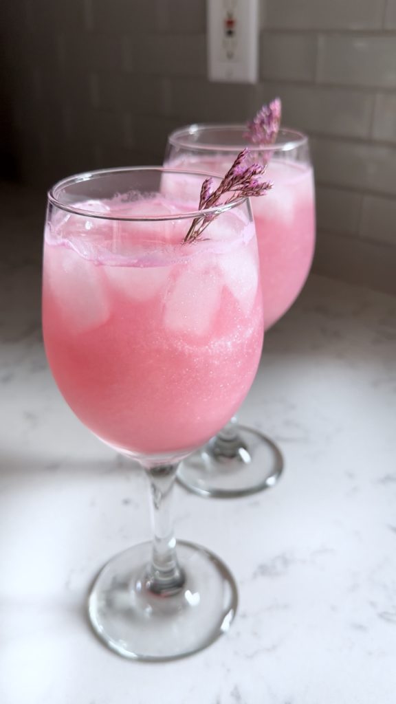 Valentine's Day mocktail non-alcoholic rose gin and tonic