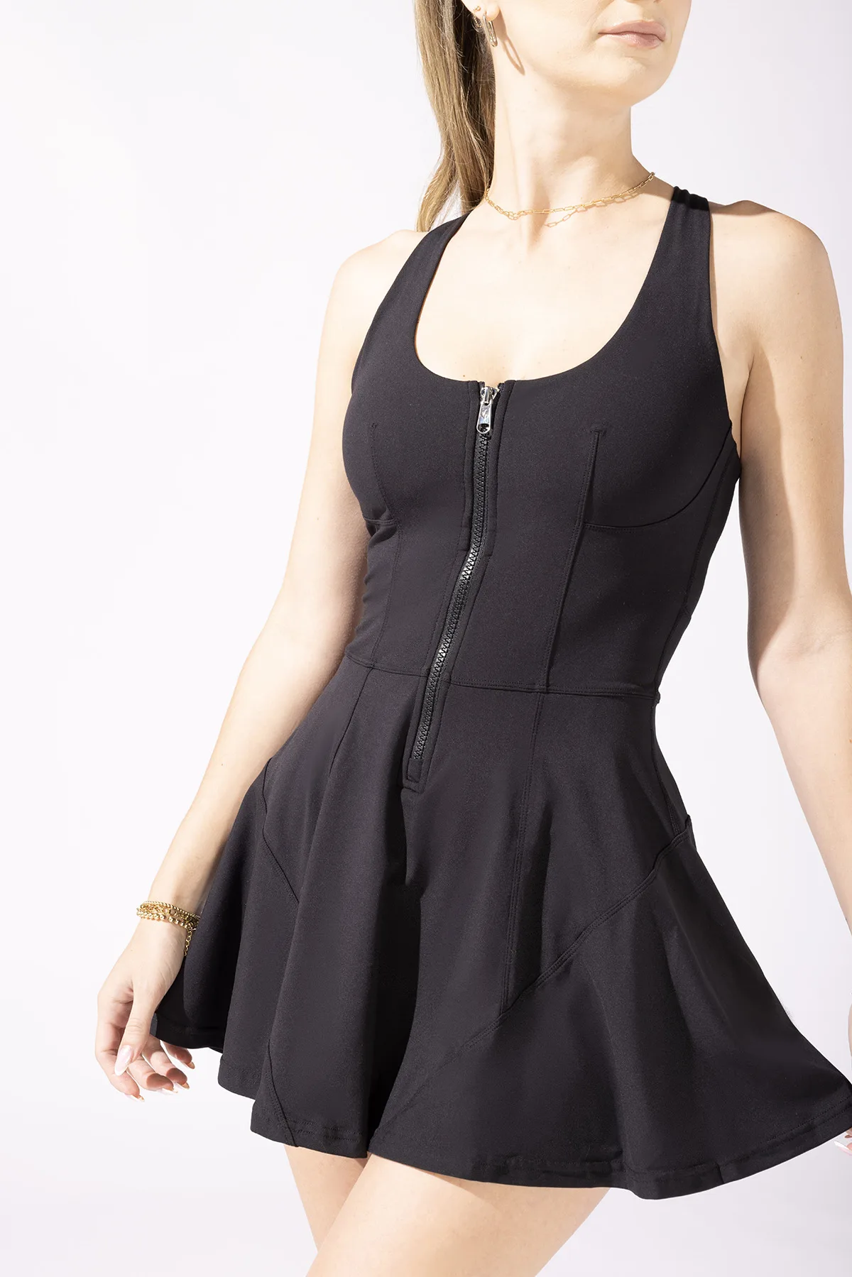 popflex matchpoint zipper dress black pickleball dress workout