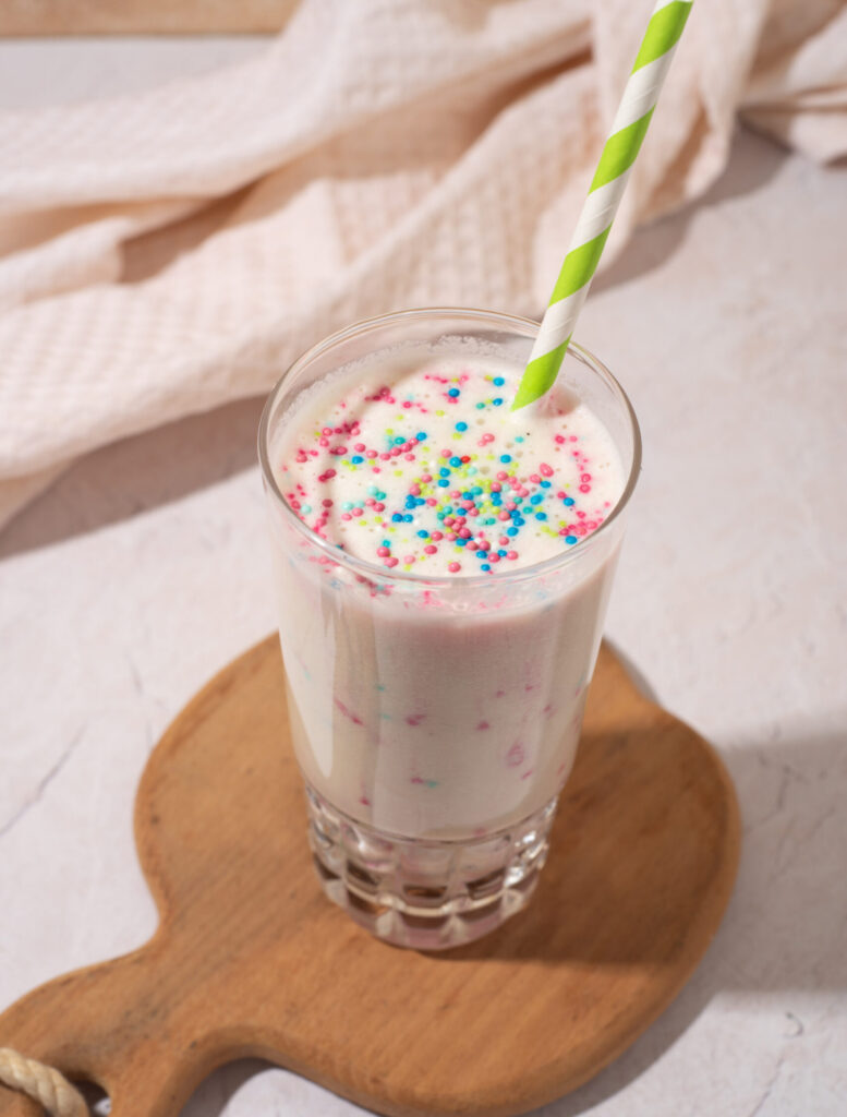 blogilates birthday cake protein shake with sprinkles