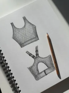 sketch of medium impact sports bra blogilates