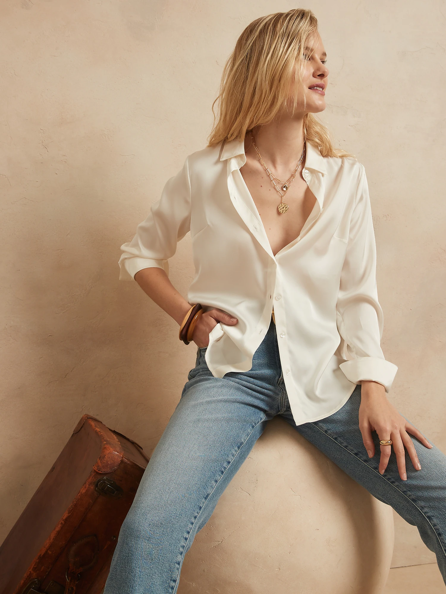 banana republic silk blouse