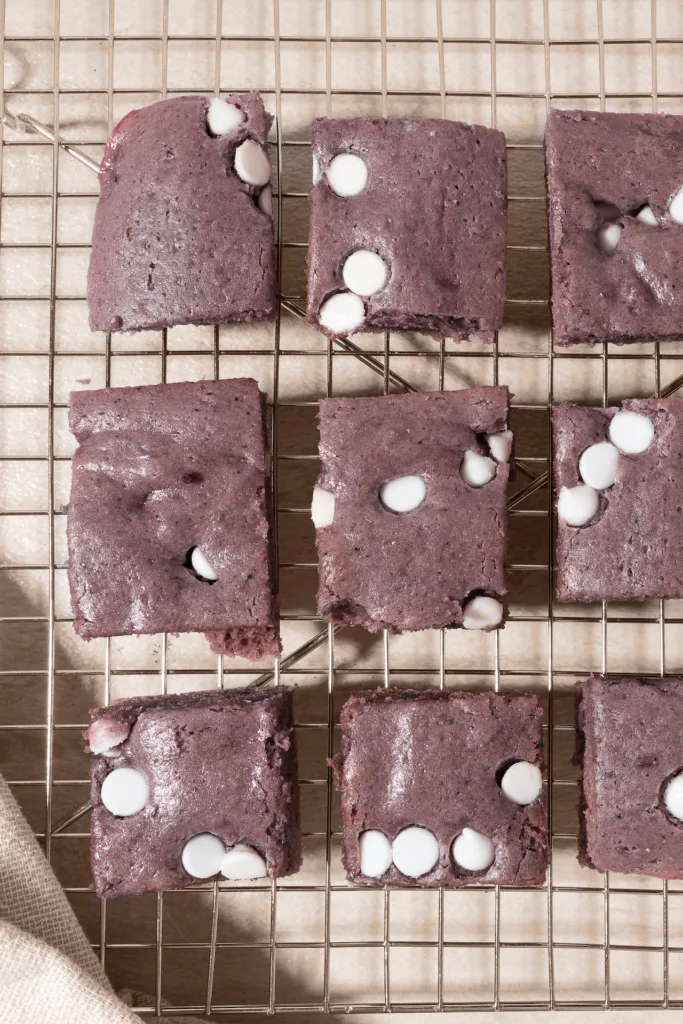 ube blondies with white chocolate chips protein blondies