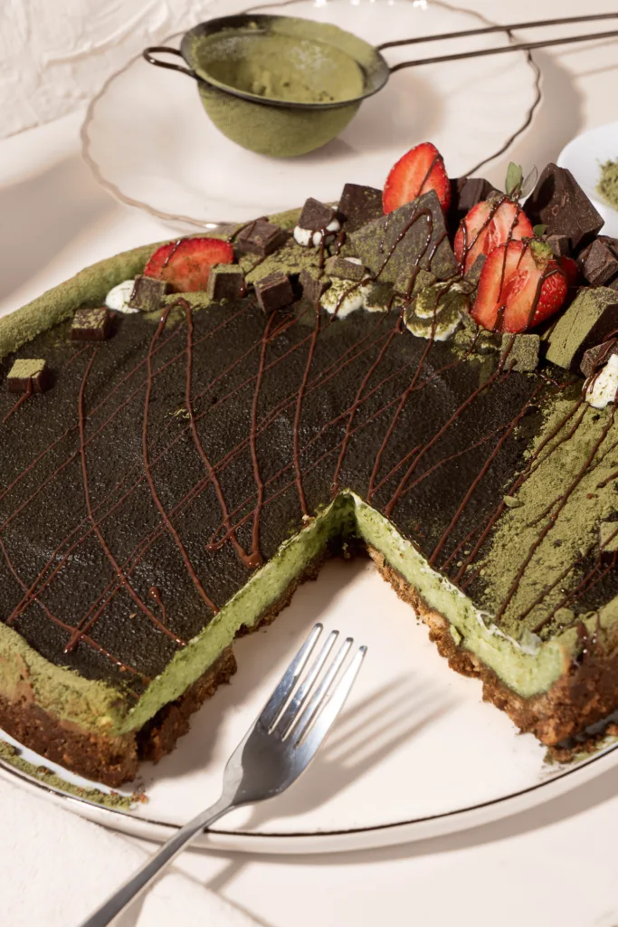 vegan matcha cheesecake