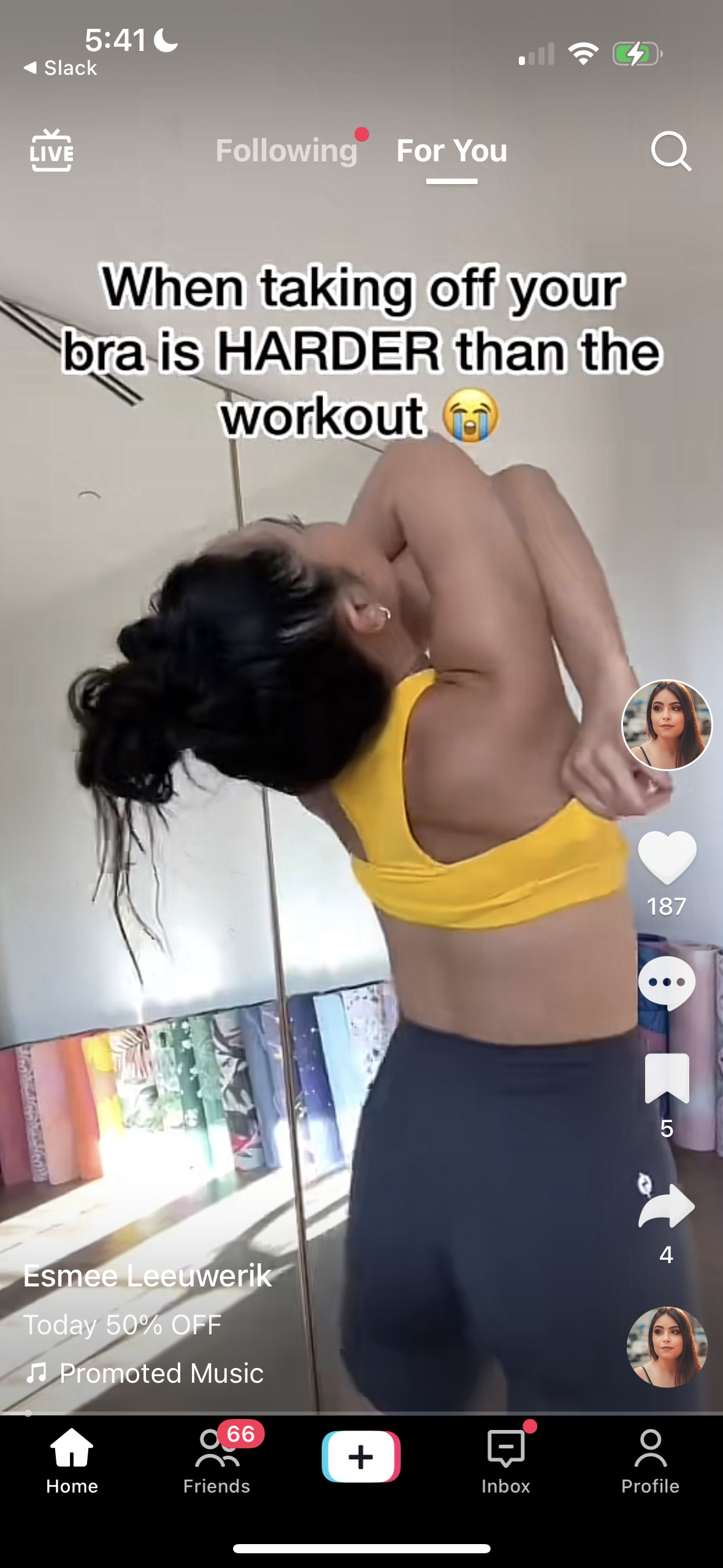 esmee leeuwerik tiktok with stolen video content from blogilates popflex leggings