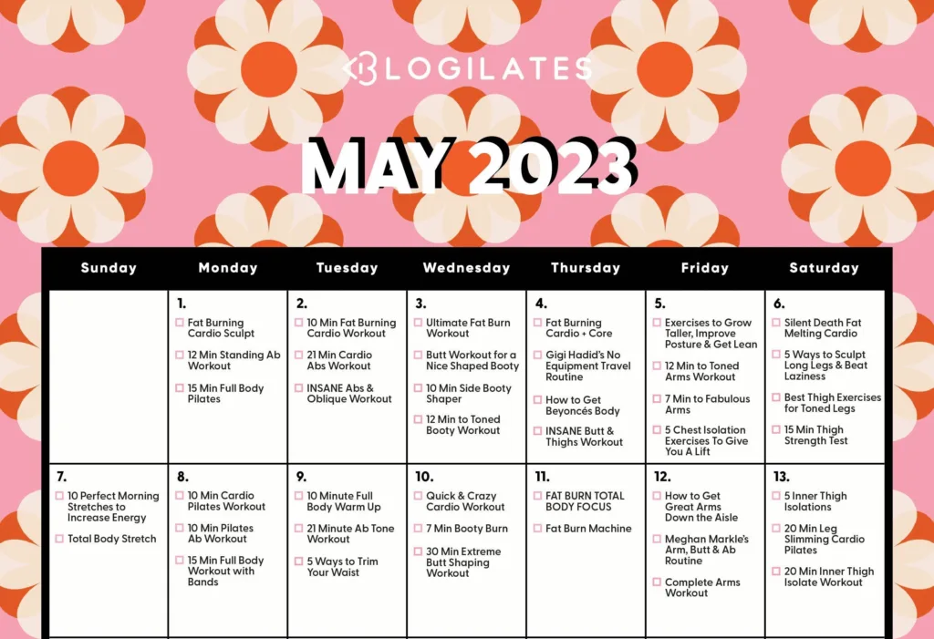 may 2023 workout calendar preview