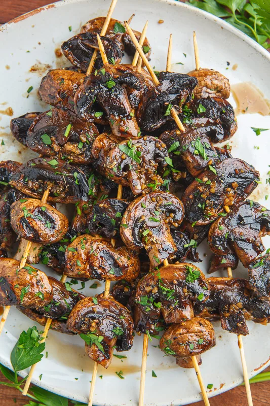 closet cooking balsamic ail  grilled mushroom skewers vegetarian broadside  crockery  for cookouts