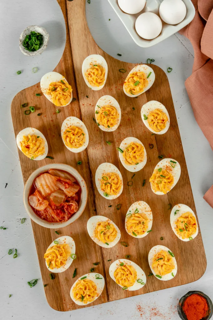 balance with jess kimchi deviled eggs