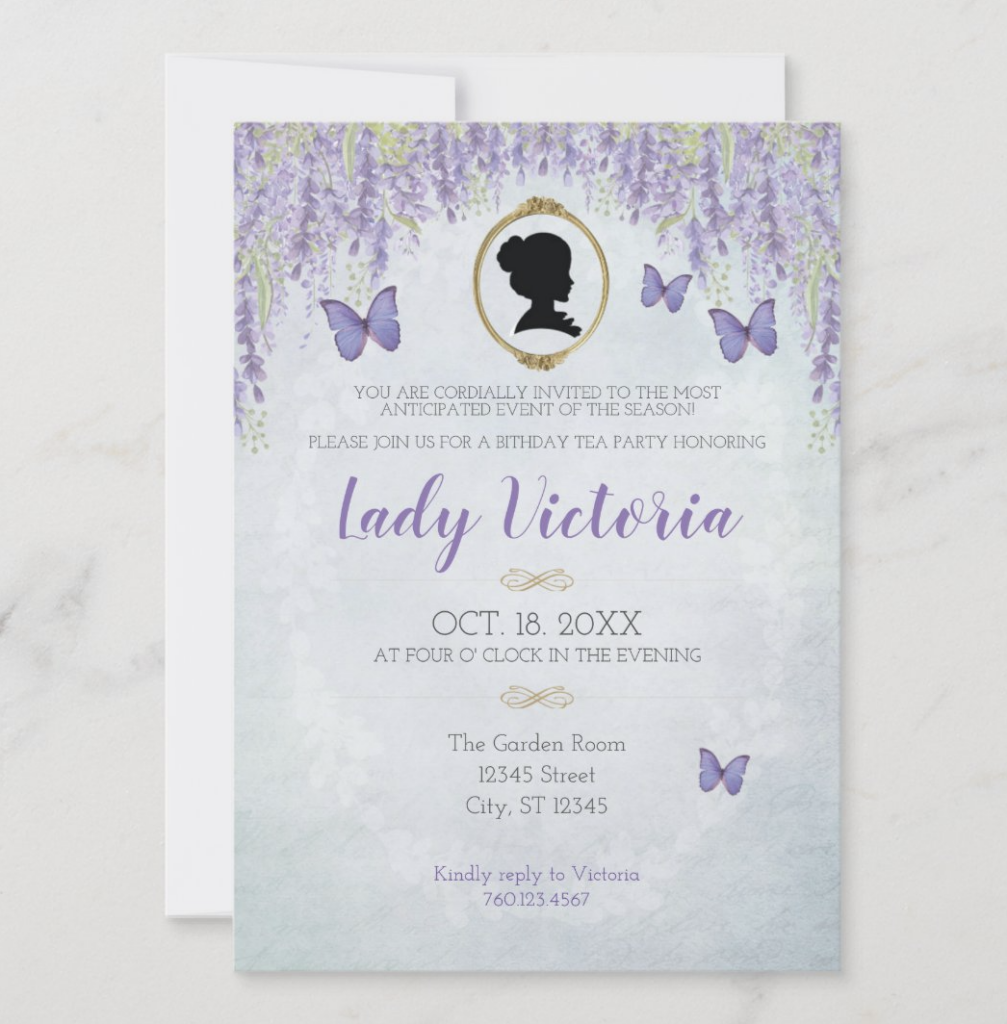 bridgerton inspired plot  enactment      invitations with purple lavender woman  whistledown zazzle