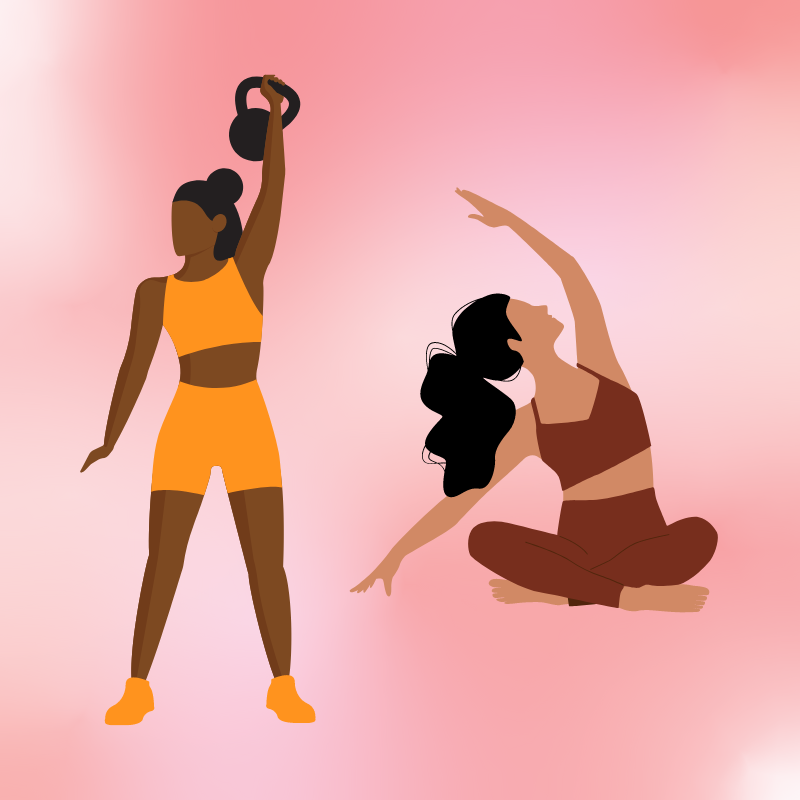 Cycle Syncing feature image showing women doing different types of workouts blogilates