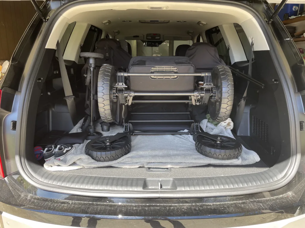 Wonderfold W2 Luxe Stroller Wagon successful  the trunk of a car
