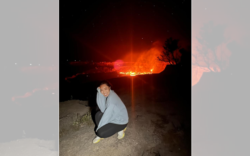 cassey ho with lava kilauea