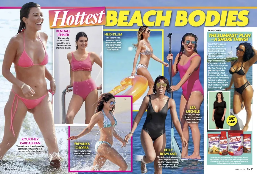 bikini assemblage  selling  mag  with celebrities slim accelerated  ad