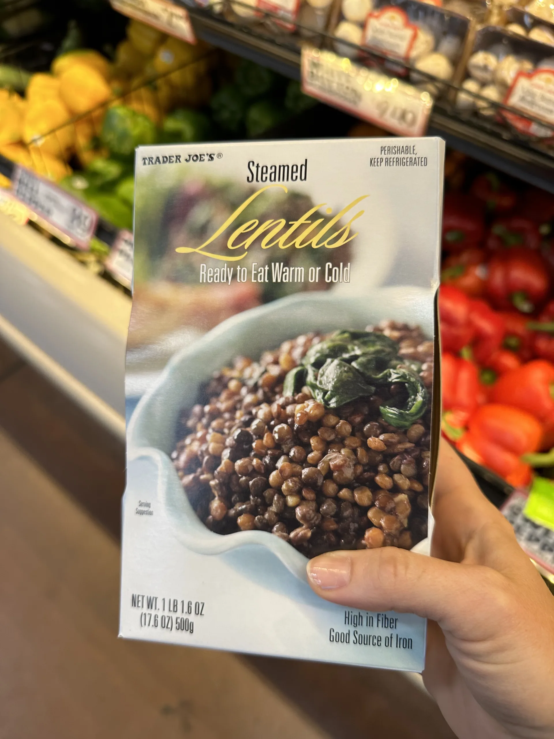 trader joe's lentils high protein lunch idea