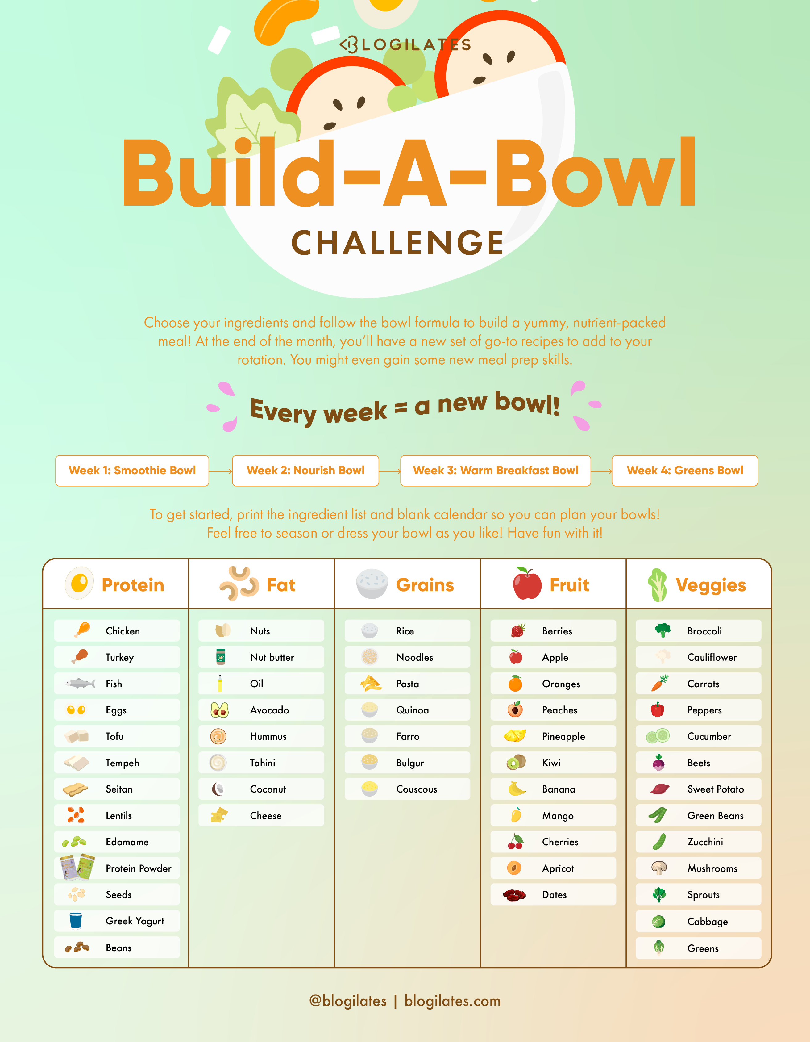 blogilates build a bowl challenge meal prep challenge