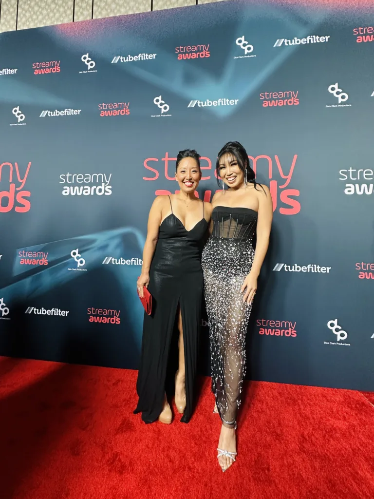 Cassey and Joanne The Korean Vegan on the Streamy Awards red carpet 2023