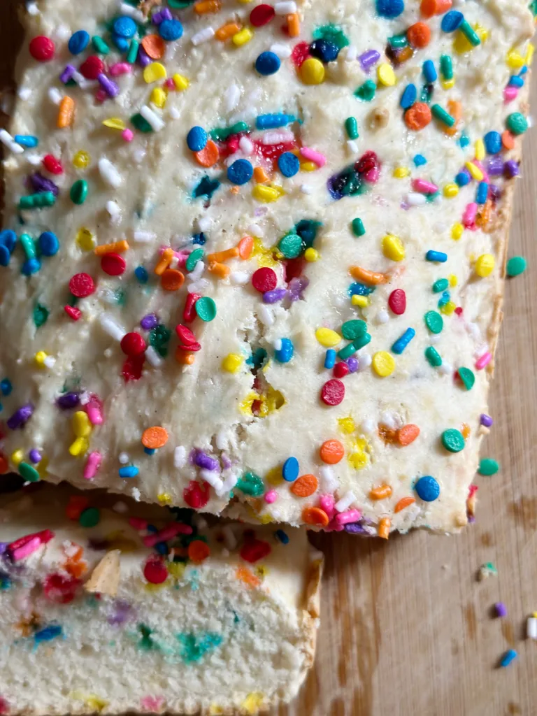 ice cream bread with sprinkles closeup