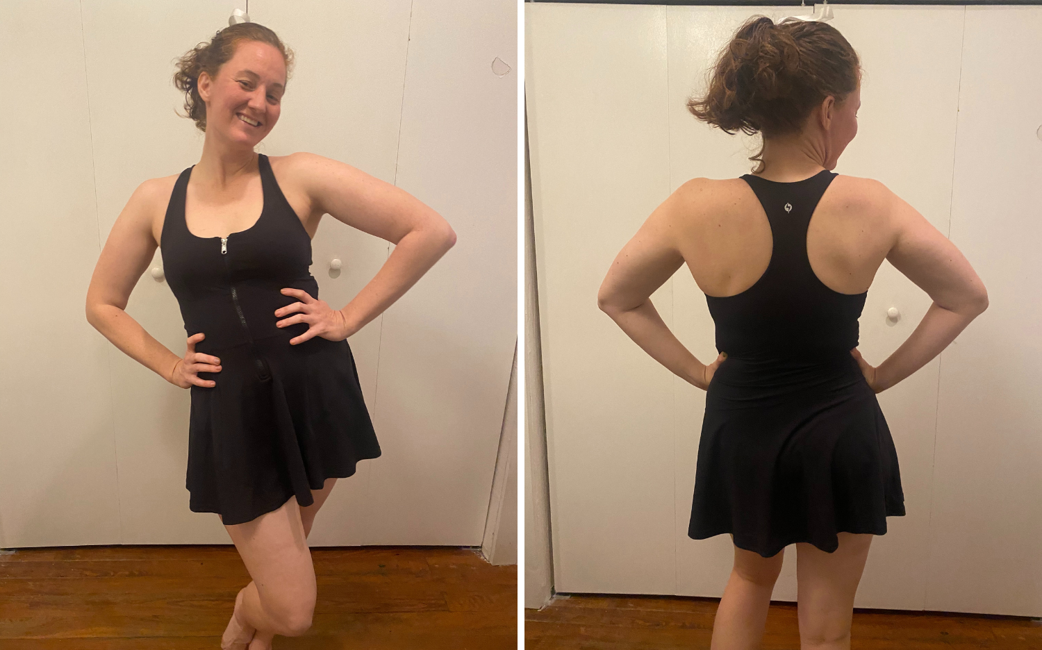 black popflex matchpoint zipper dress try on review