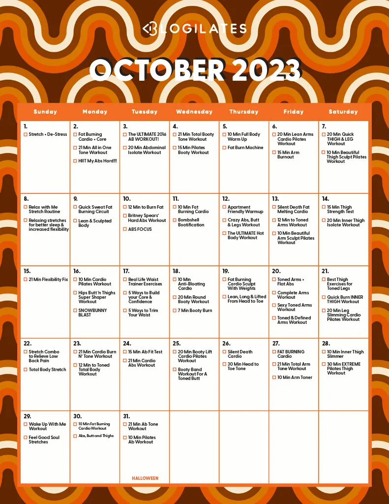 Blogilates October 2025 Calendar
