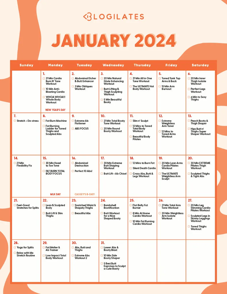 blogilates january 2024 workout calendar