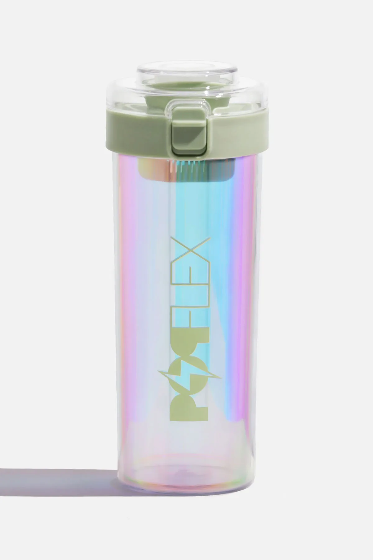 popflex iridescent shaker bottle for protein shakes 