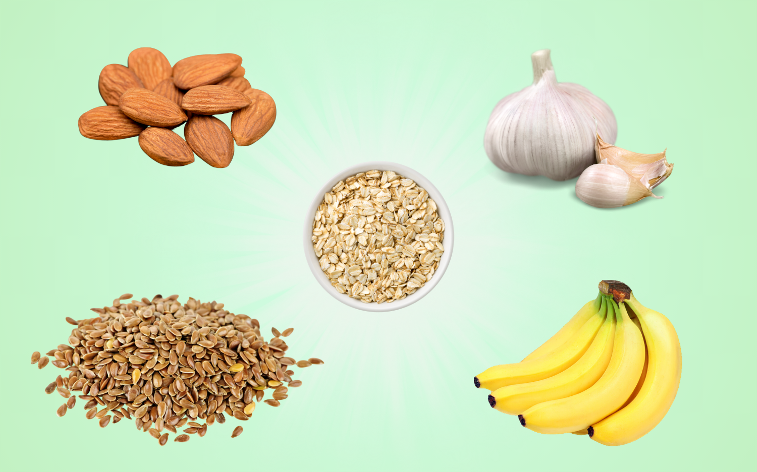 prebiotic foods almonds oats garlic bananas flax