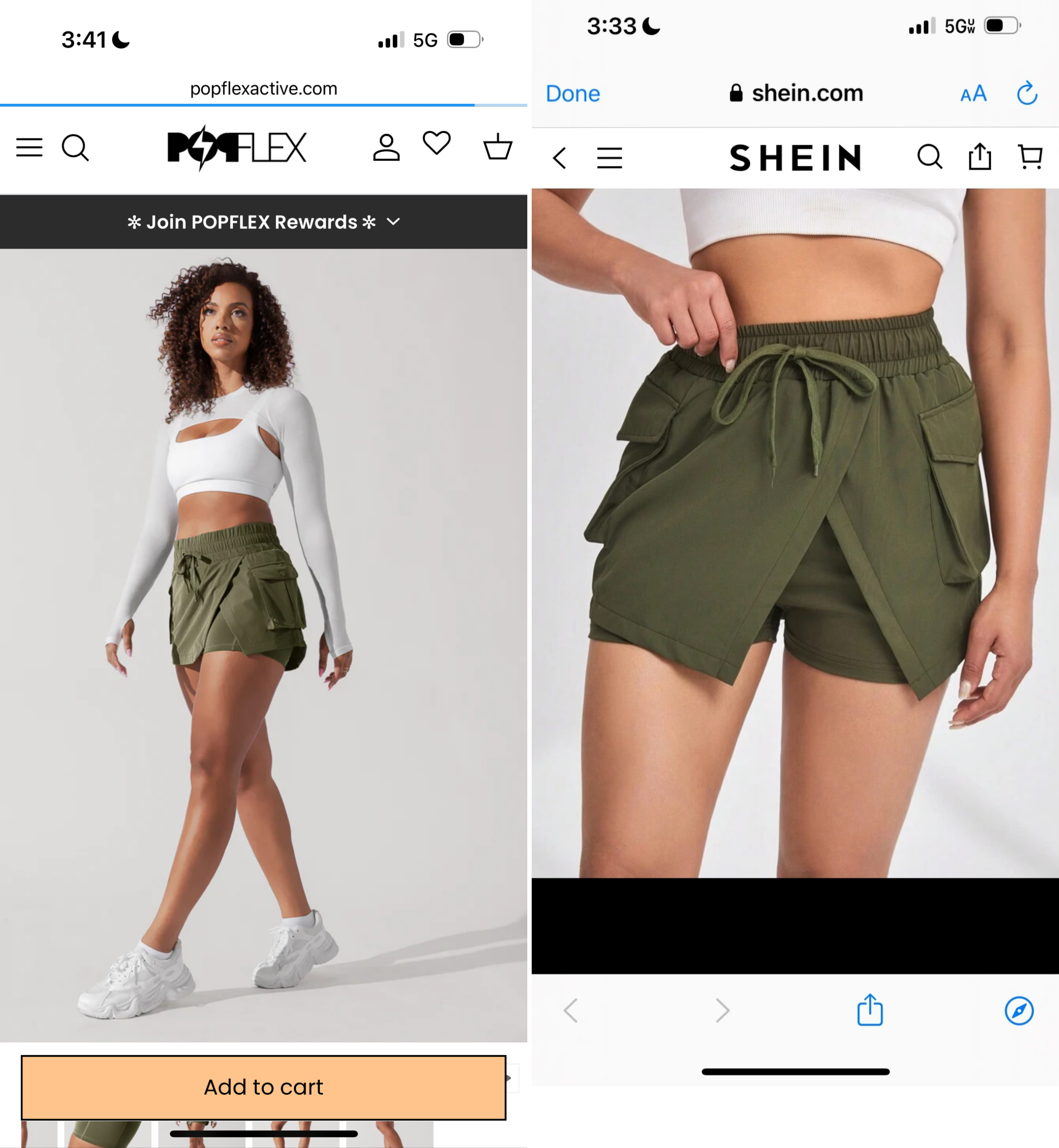 Shein stealing designs popflex hiking skort