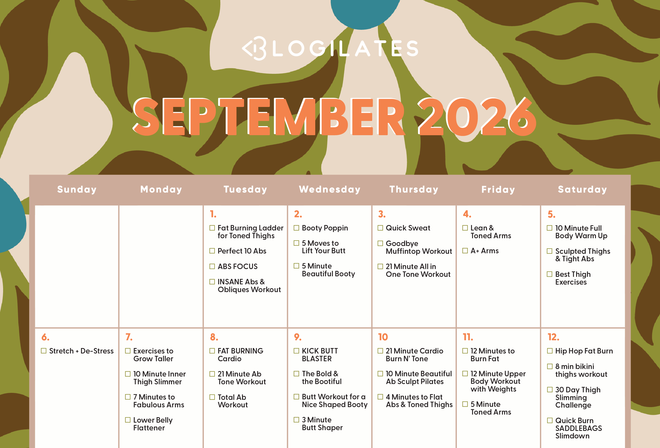 Your September 2026 Workout Calendar!