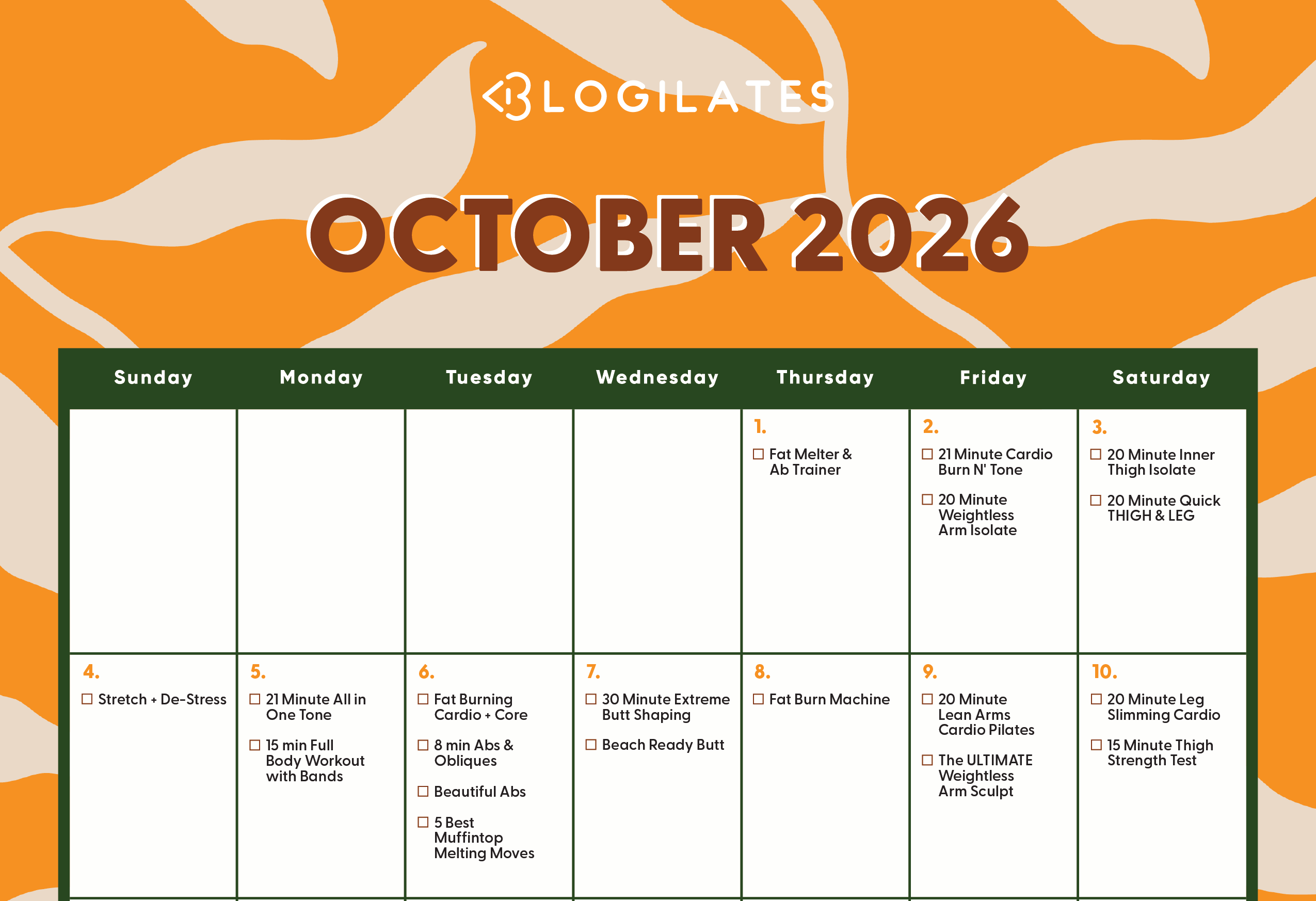 Your October 2026 Workout Calendar! - Blogilates